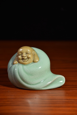 彌勒茶寵（高7厘米寬8厘米顏色豆綠）