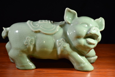 發(fā)財(cái)豬（高23厘米寬37厘米顏色豆綠）
