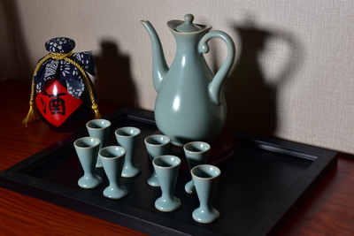 仿古原礦久難忘酒具一壺八杯
